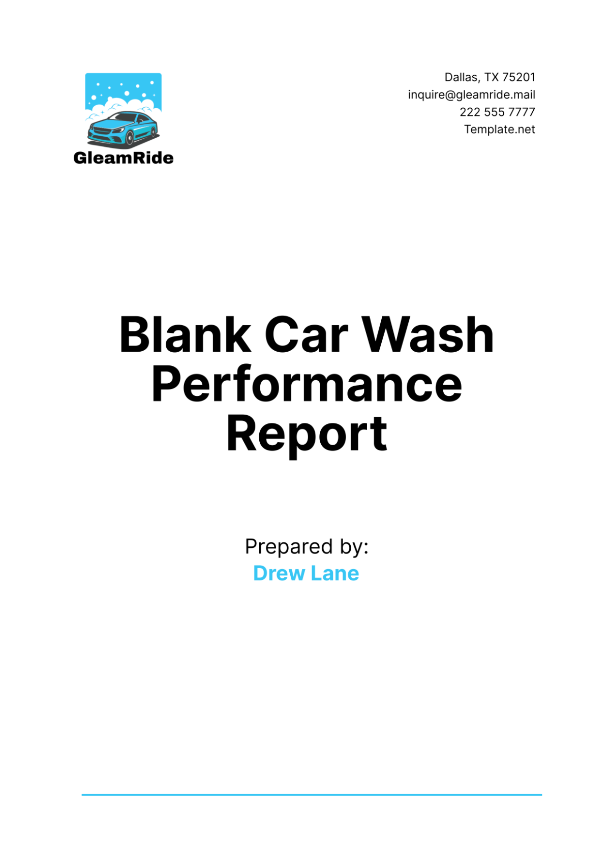 Blank Car Wash Performance Report Template - Edit Online & Download