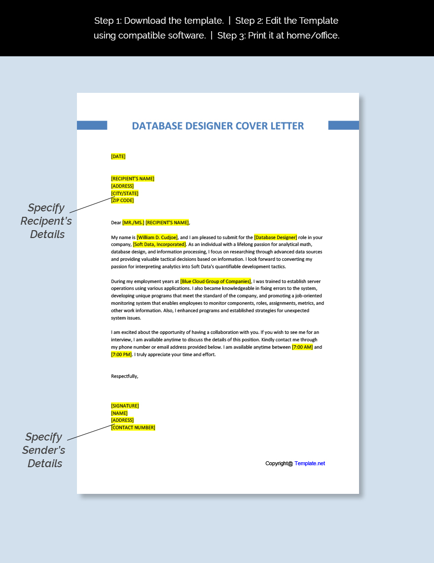cover letter database