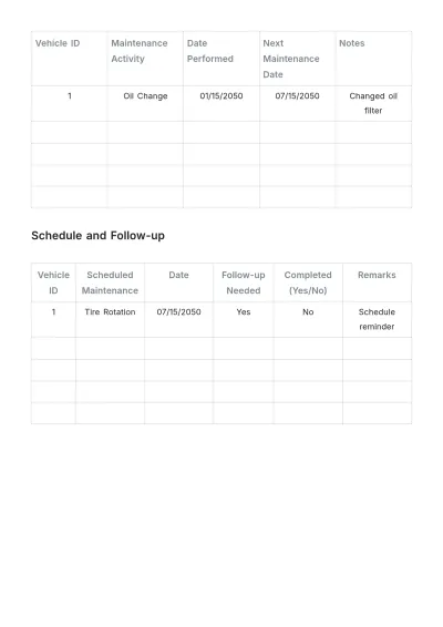 Free Printable Car Wash Multi-Vehicle Maintenance Template to Edit Online