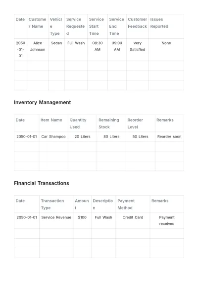 Free Car Wash Daily Operations Tracker Design Template to Edit Online