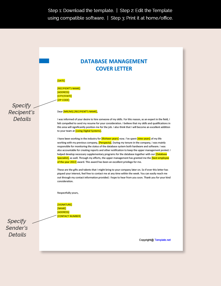 Database Management Cover Letter