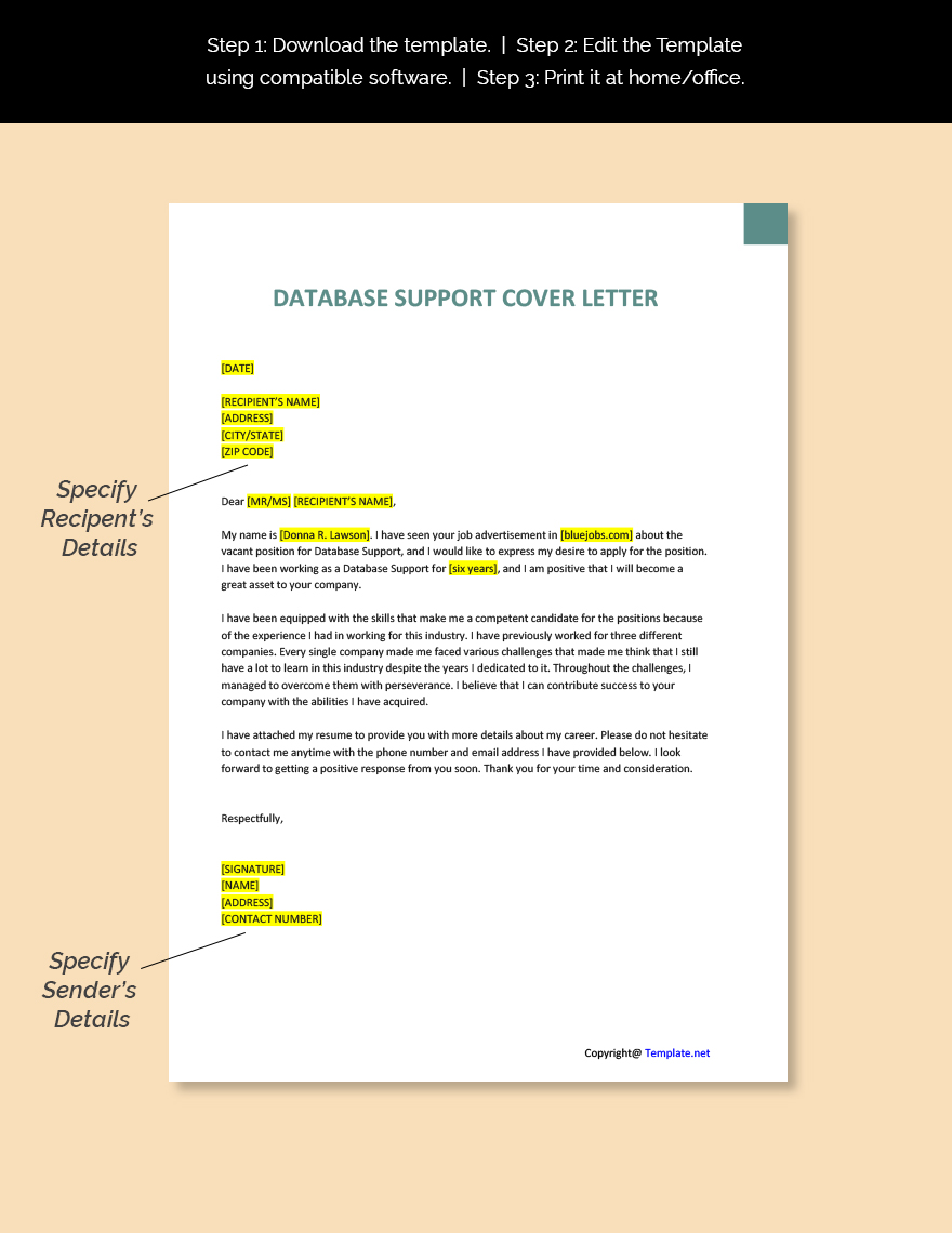 Database Support Cover Letter