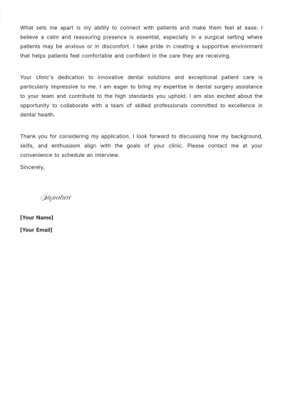 Free Dental Surgery Assistant Cover Letter to Edit Online