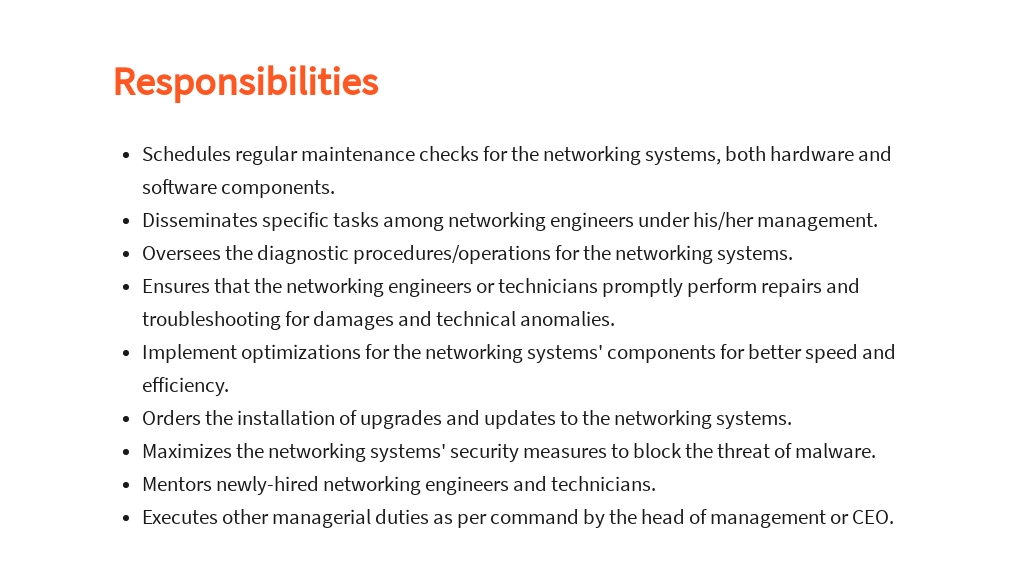 Network development manager job description