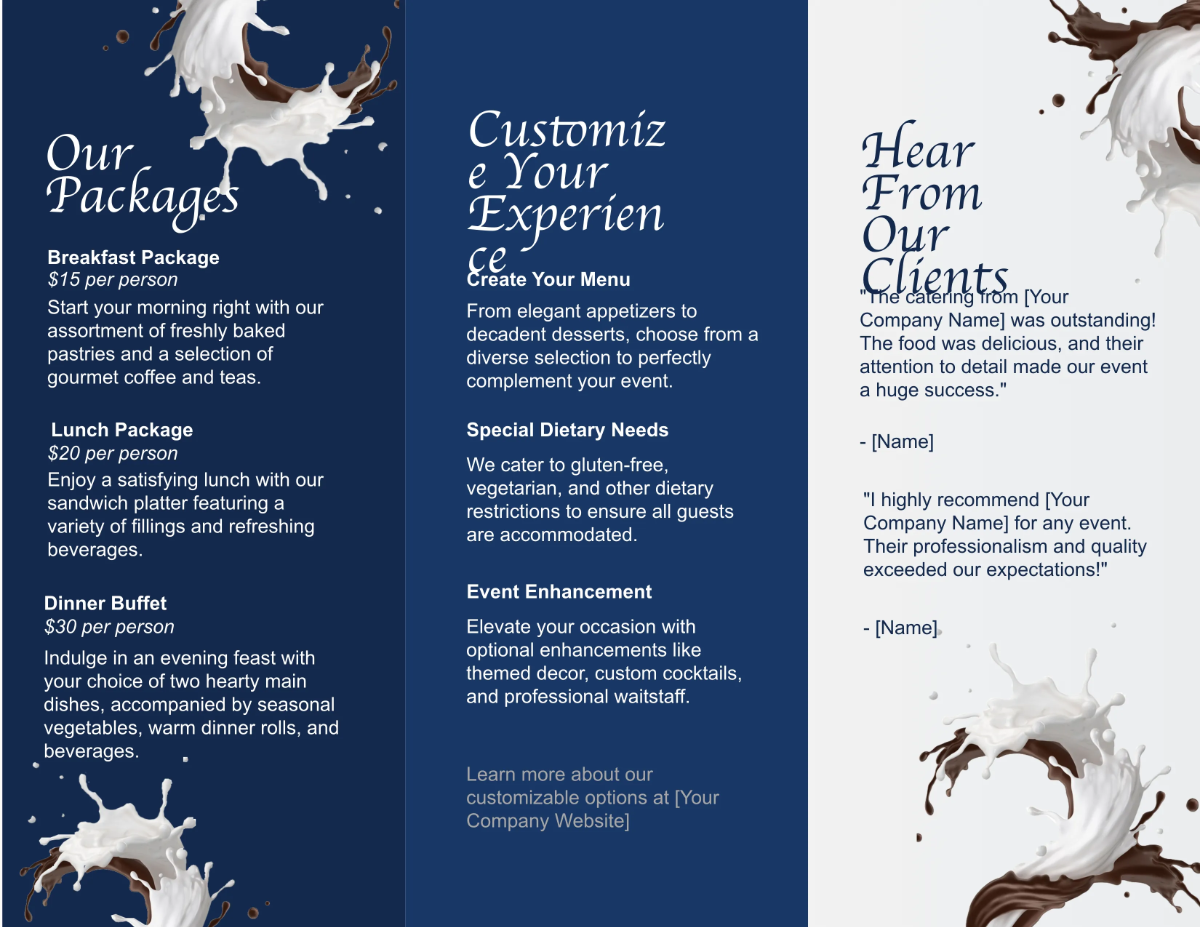 Free Catering Brochure Template to Edit Online
