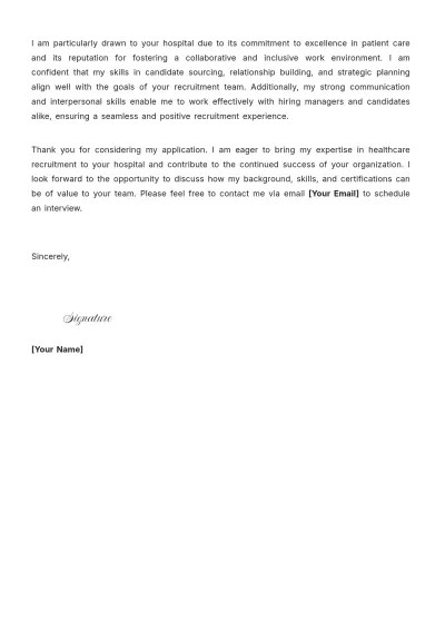 Free Hospital Recruiter Cover Letter to Edit Online