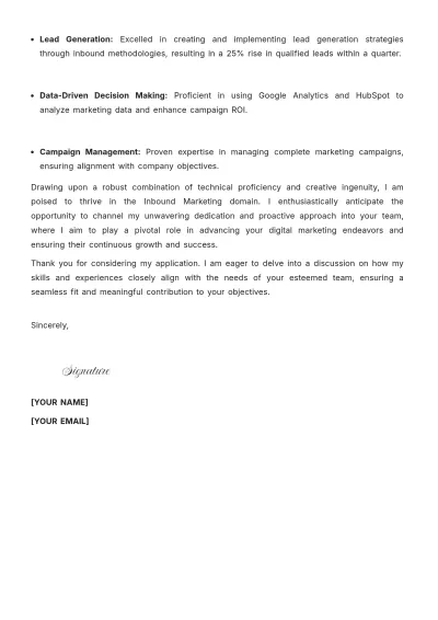 Free Inbound Marketing Job Cover Letter to Edit Online