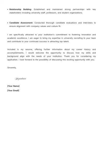 Free University Recruiter Cover Letter to Edit Online