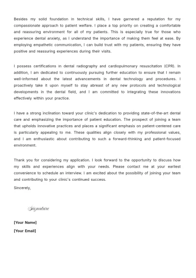 Free Dental Assistant Resume Cover Letter to Edit Online