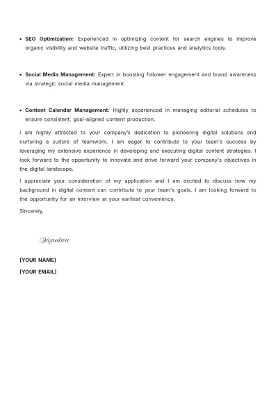 Free Digital Content Coordinator Cover Letter to Edit Online