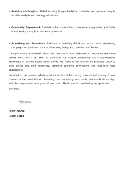 Free Social Media Consultant Cover Letter to Edit Online
