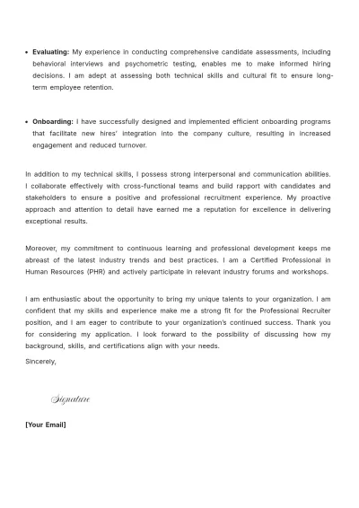 Free Professional Recruiter Cover Letter to Edit Online