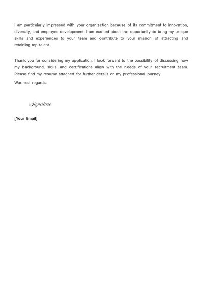 Free Recruiter Cover Letter Format to Edit Online