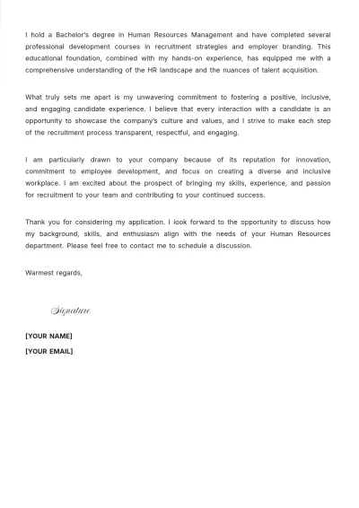 Free HR Department Recruiter Cover Letter to Edit Online