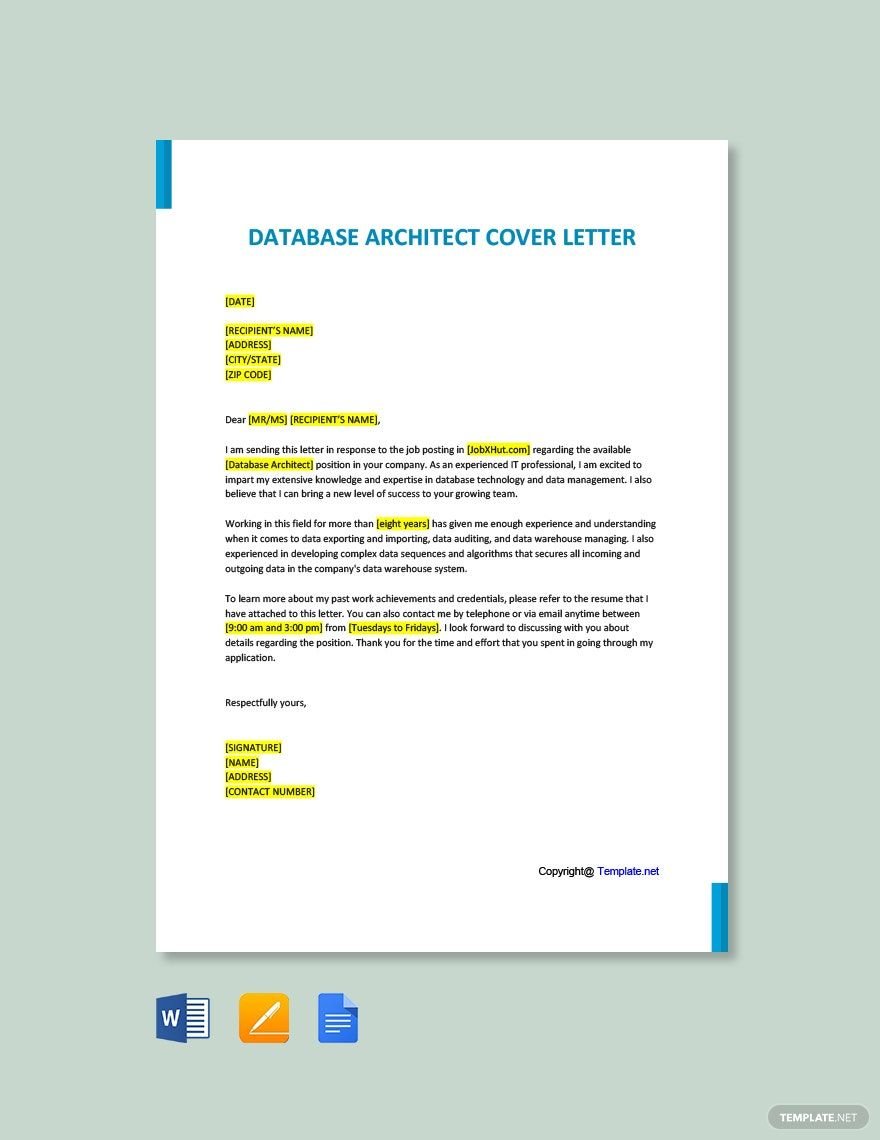 Database Architect Cover Letter