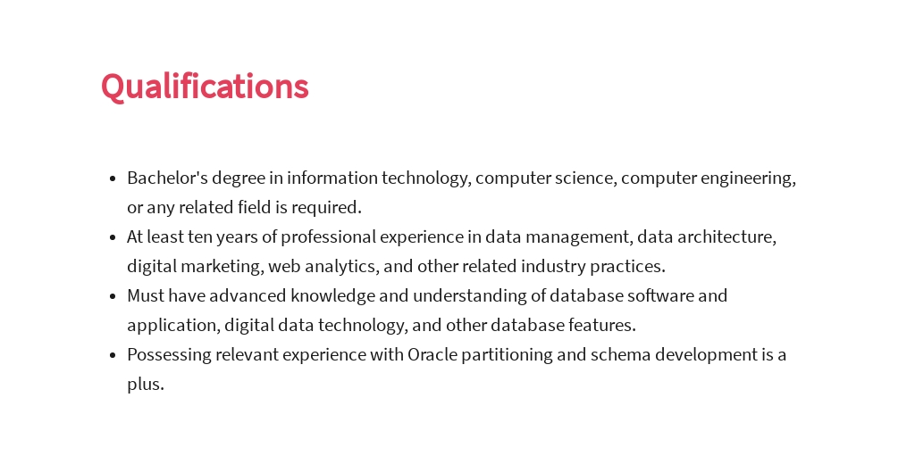 Database Architect Job Description Template [Free PDF] - Google Docs