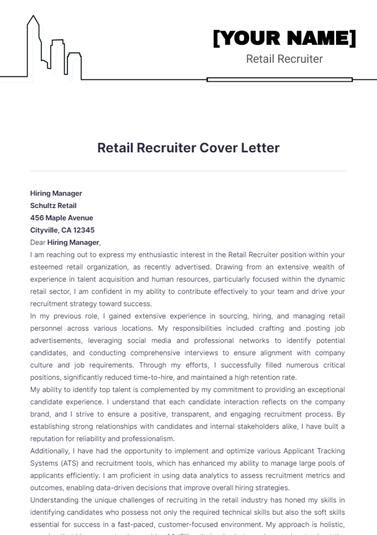 Retail Recruiter Cover Letter - Edit Online & Download