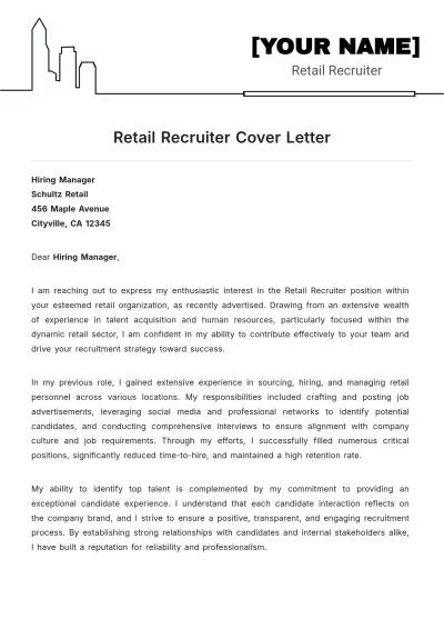 Free Retail Recruiter Cover Letter to Edit Online