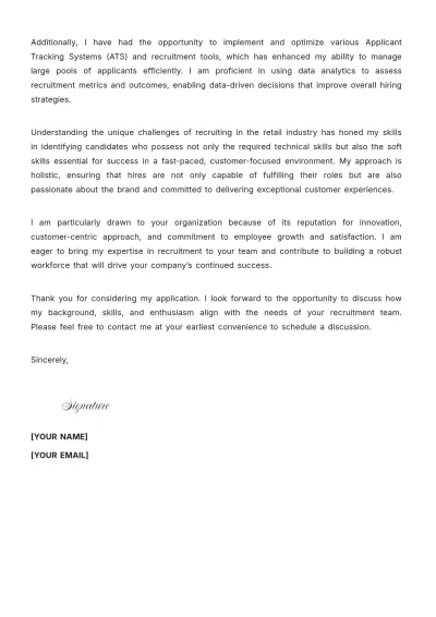 Free Retail Recruiter Cover Letter to Edit Online