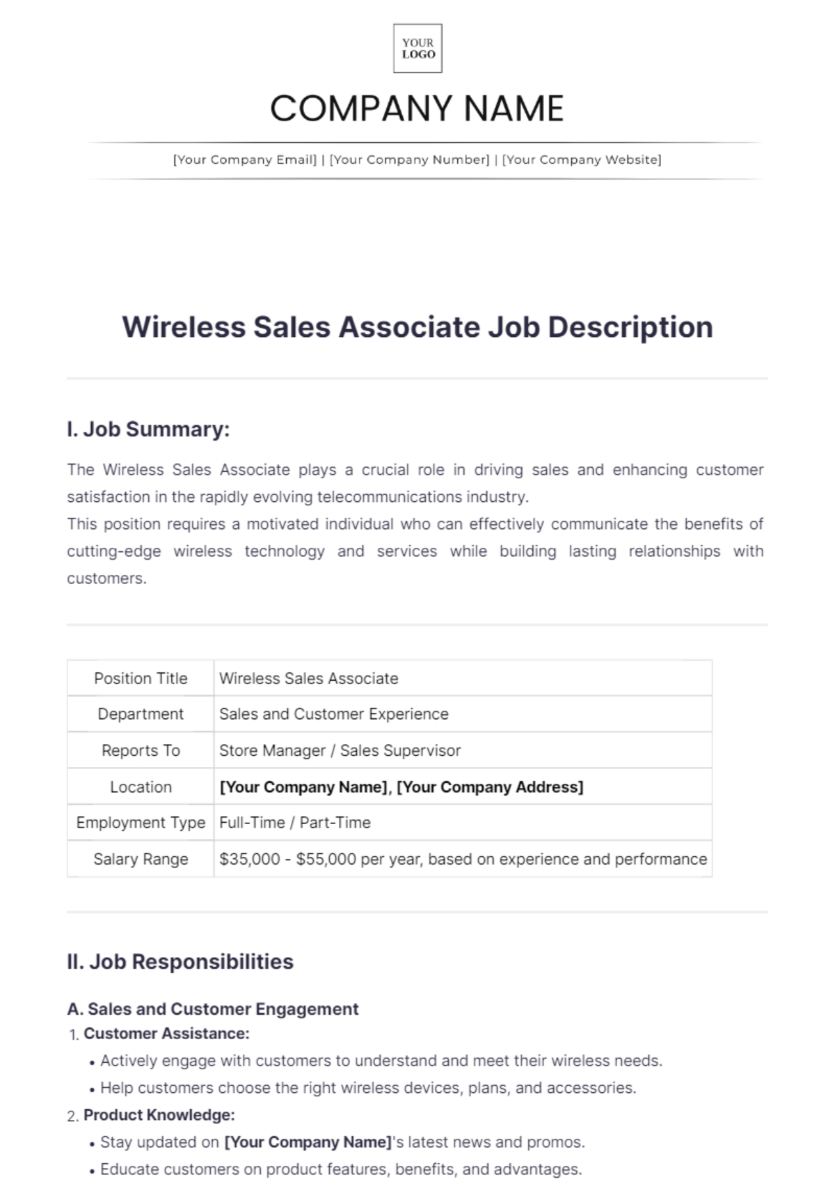 Wireless Sales Associate Job Description