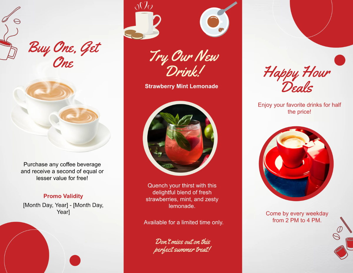 Free Cafe Special Offer Brochure Template to Edit Online
