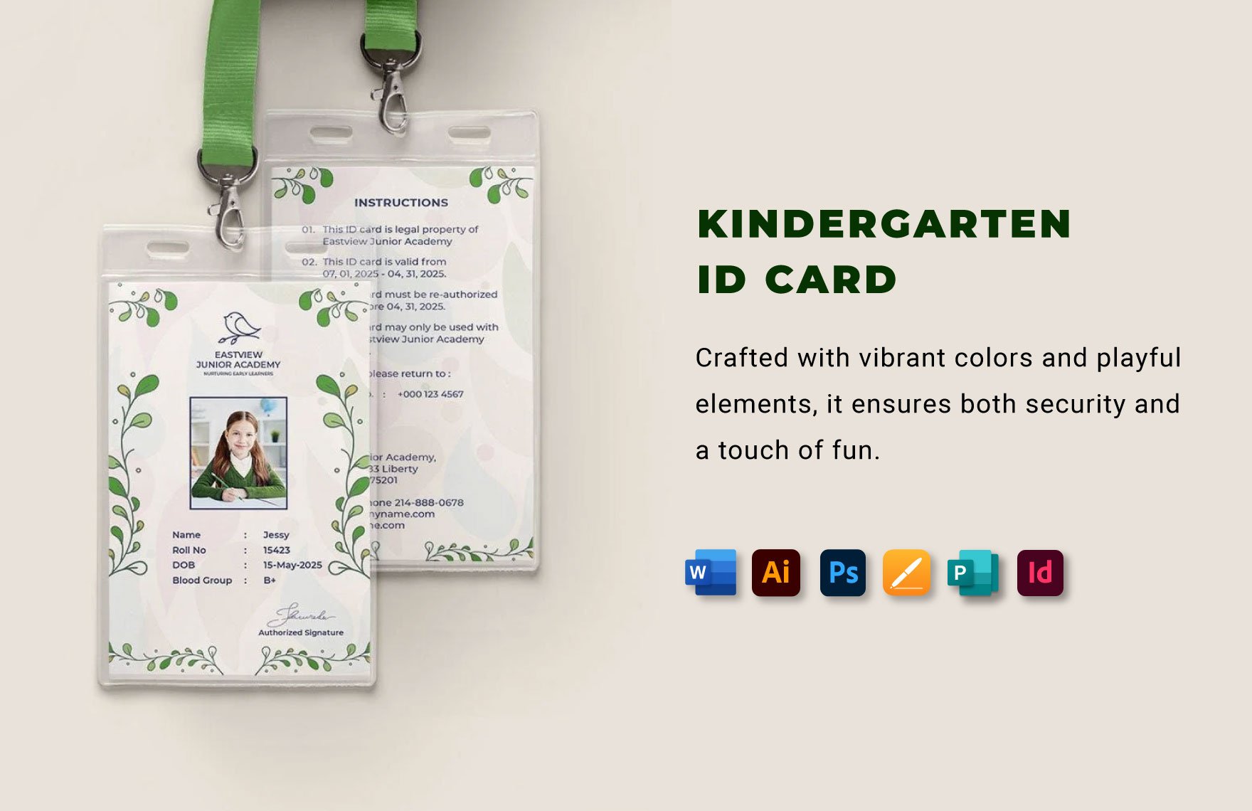 Kindergarten ID Card Template