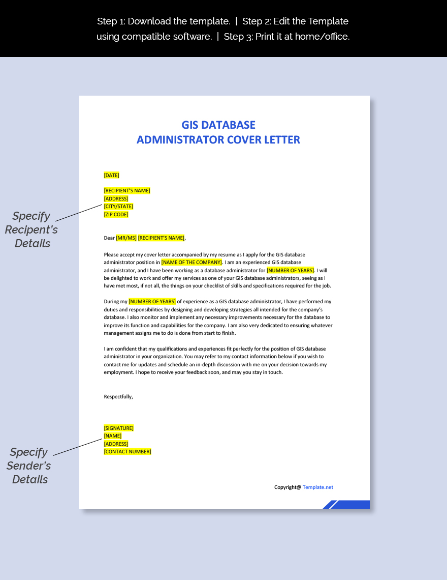 GIS Database Administrator Cover Letter