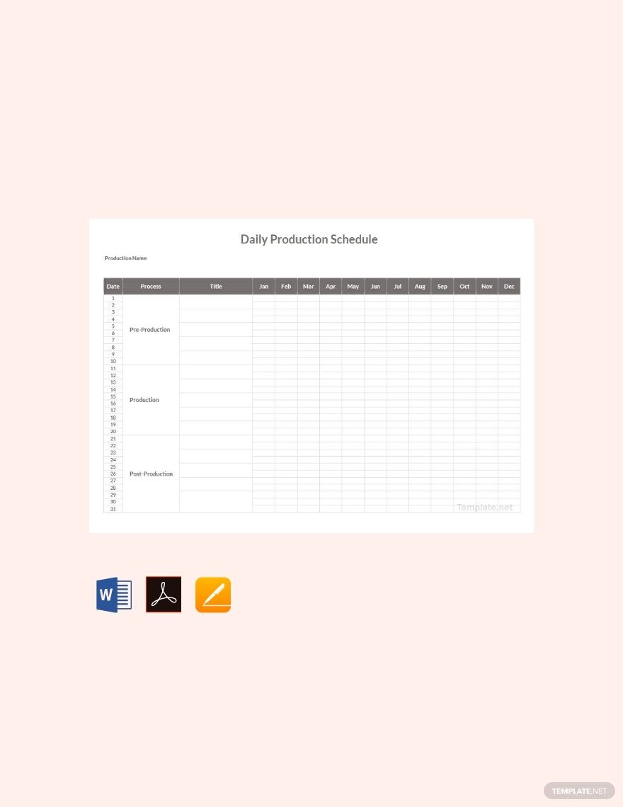Daily Production Schedule Template