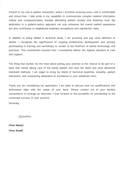 Free Licensed Dental Assistant Cover Letter to Edit Online