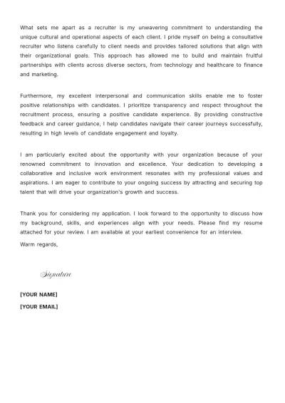 Free Contract Recruiter Cover Letter to Edit Online