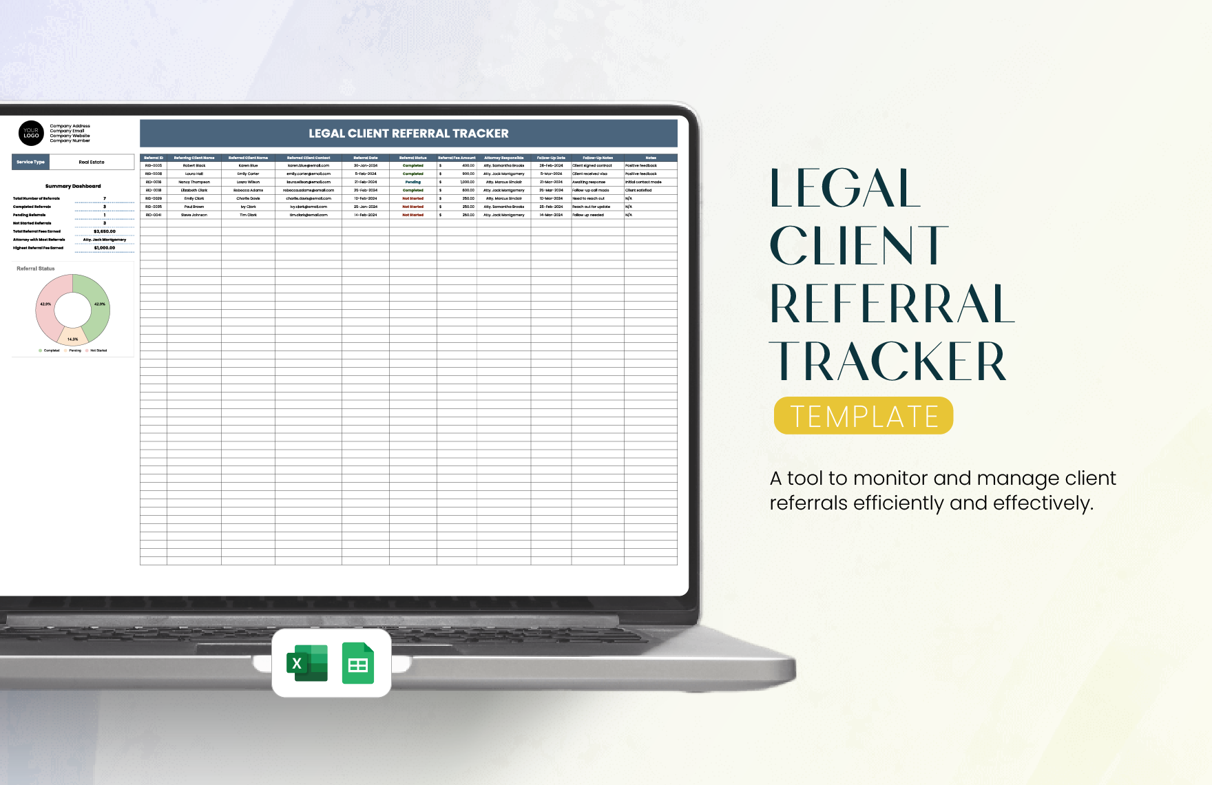 Legal Client Referral Tracker Template in Excel, Google Sheets