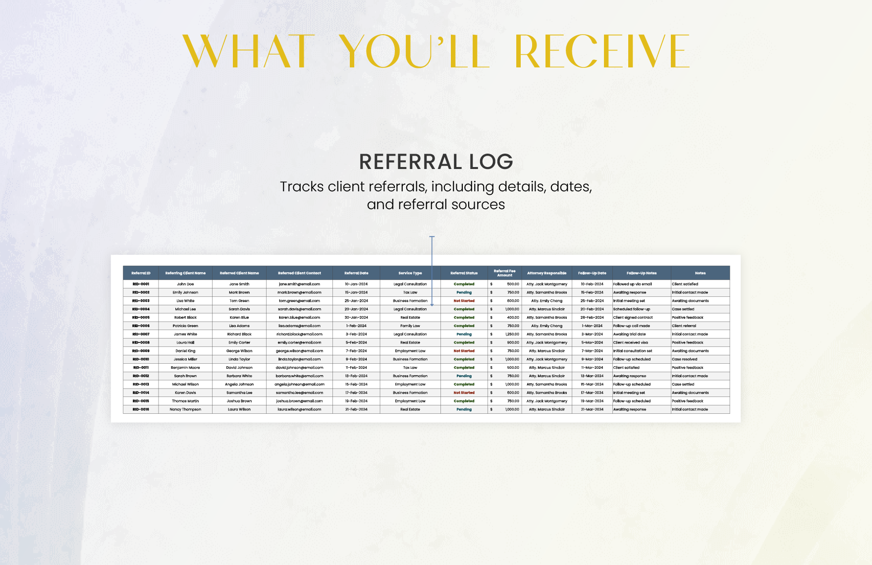 Legal Client Referral Tracker Template