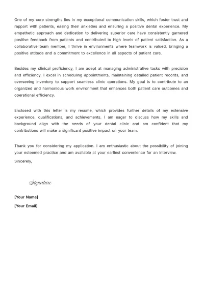 Free Experienced Dental Assistant Cover Letter to Edit Online