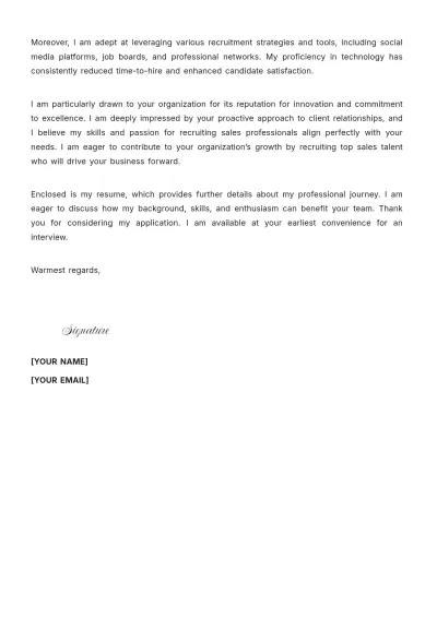 Free Sales Recruiter Cover Letter to Edit Online