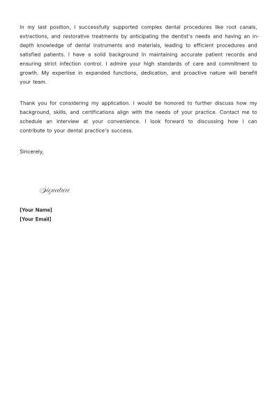 Free Expanded Functions Dental Assistant Cover Letter to Edit Online