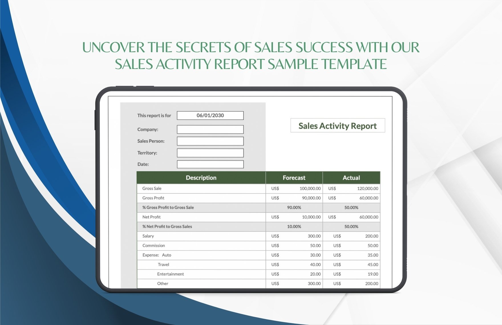 Sales Activity Report Sample Template