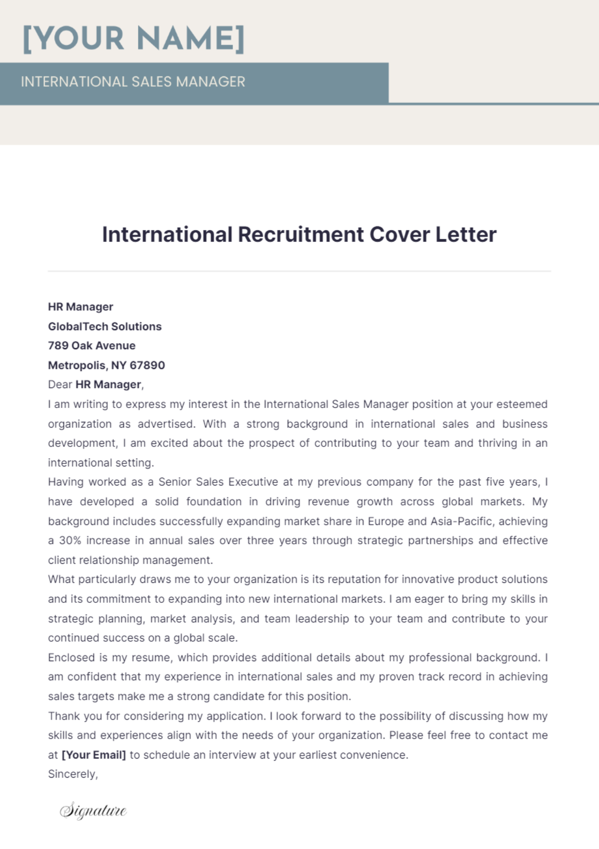 International Recruitment Cover Letter - Edit Online & Download