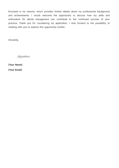 Free Dental Assistant Manager Cover Letter to Edit Online