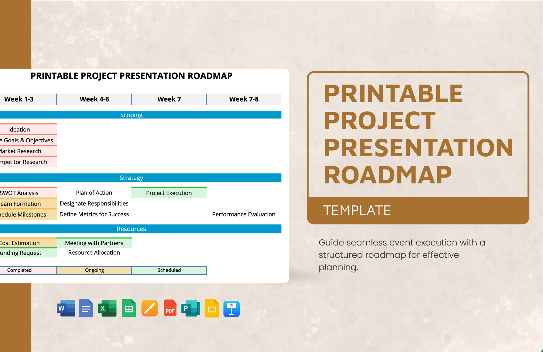 Printable Project Presentation Roadmap Template