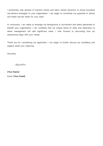 Free Recruitment Placement Officer Cover Letter to Edit Online