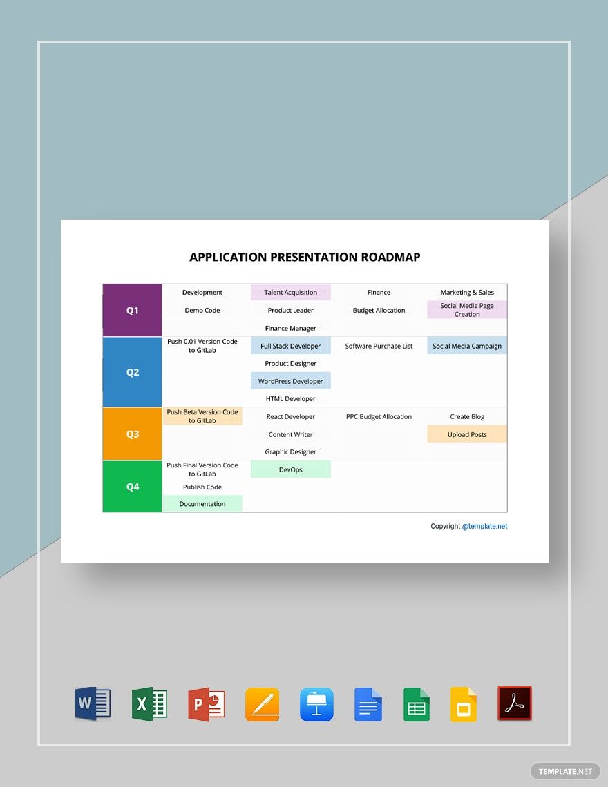 Simple Application Presentation Roadmap Template
