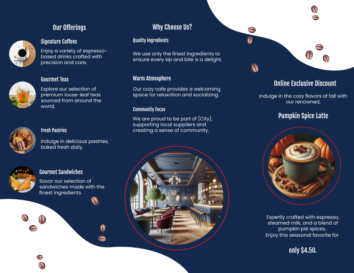 Free Cafe Promotional Brochure Template to Edit Online