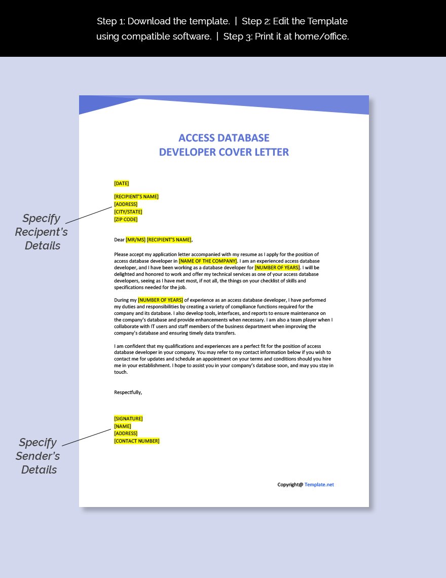 Access Database Developer Cover Letter