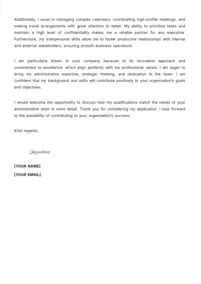 Free Administrative Executive Cover Letter to Edit Online