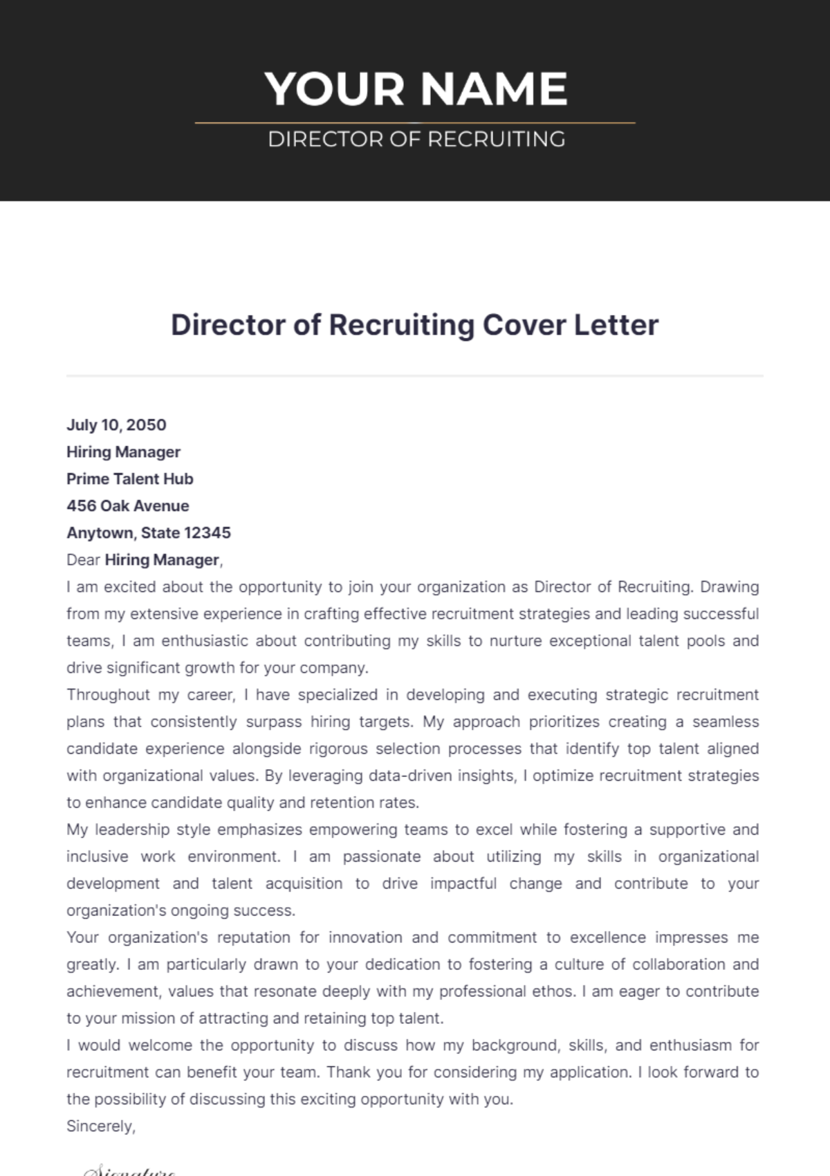 Director Of Recruiting Cover Letter - Edit Online & Download