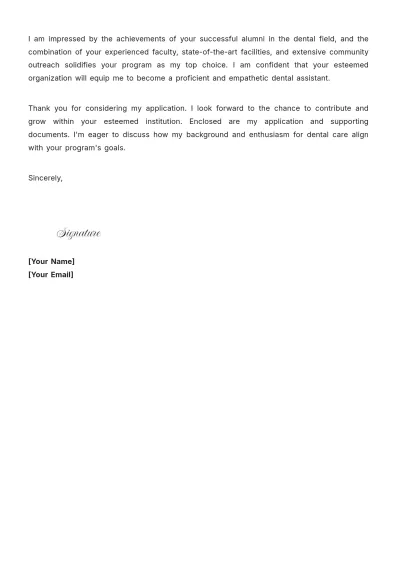 Free Dental Assistant Program Cover Letter to Edit Online