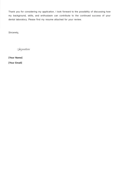 Free Dental Lab Assistant Cover Letter to Edit Online