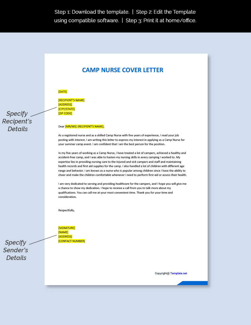 Camp Nurse Cover Letter