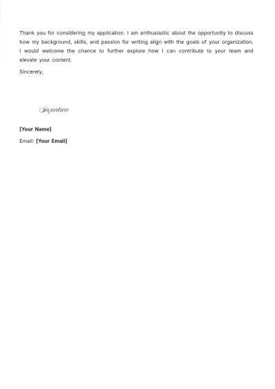 Free Writer Cover Letter to Edit Online