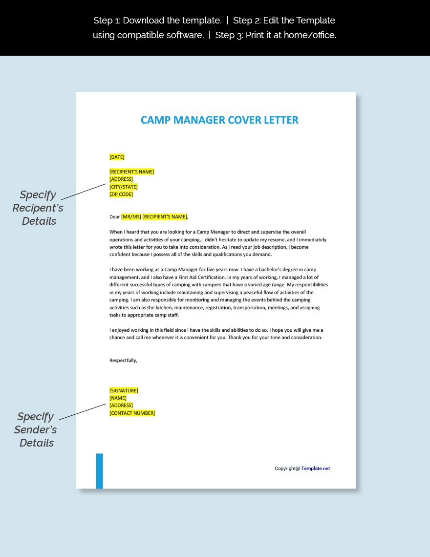 Camp Manager Cover Letter